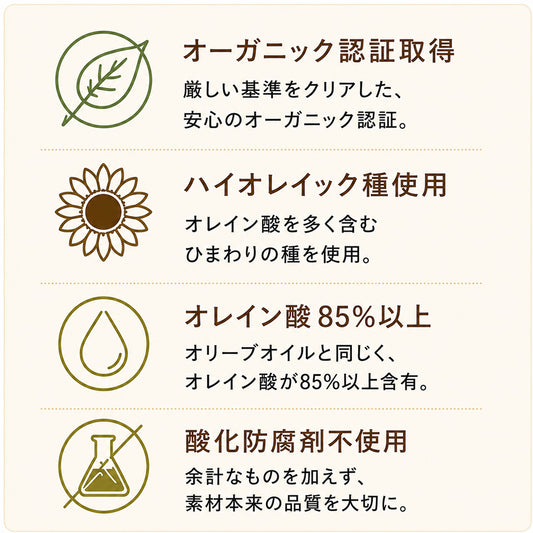 オーガニック ハイオレイックひまわりオイル